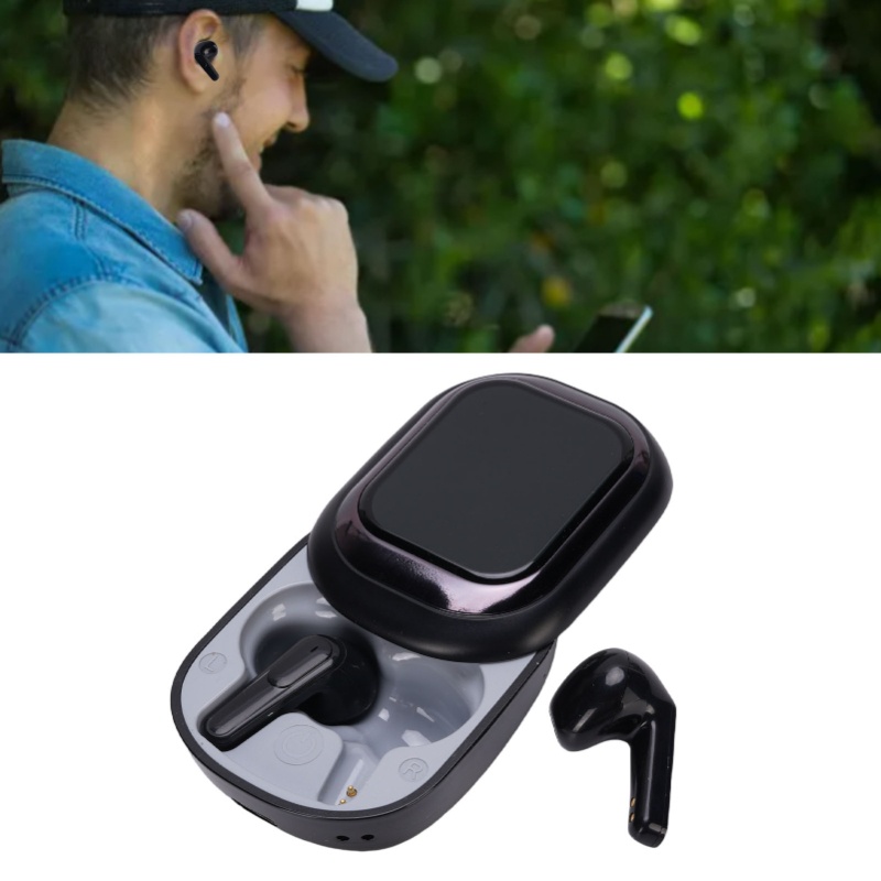Earbuds Charging Case - BTイヤホン、ポータブルノイズキャンセリング機能搭載、スマートスクリーン付き充電ケース、学習、仕事、日常生活に最適。