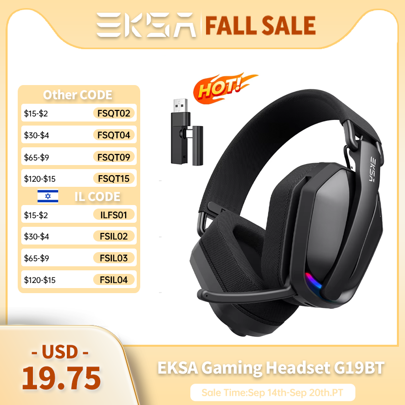 Gaming Headset Rgb - EKSA G19BT 2.4GHz ワイヤレスゲーミングヘッドホン Bluetooth 5.4